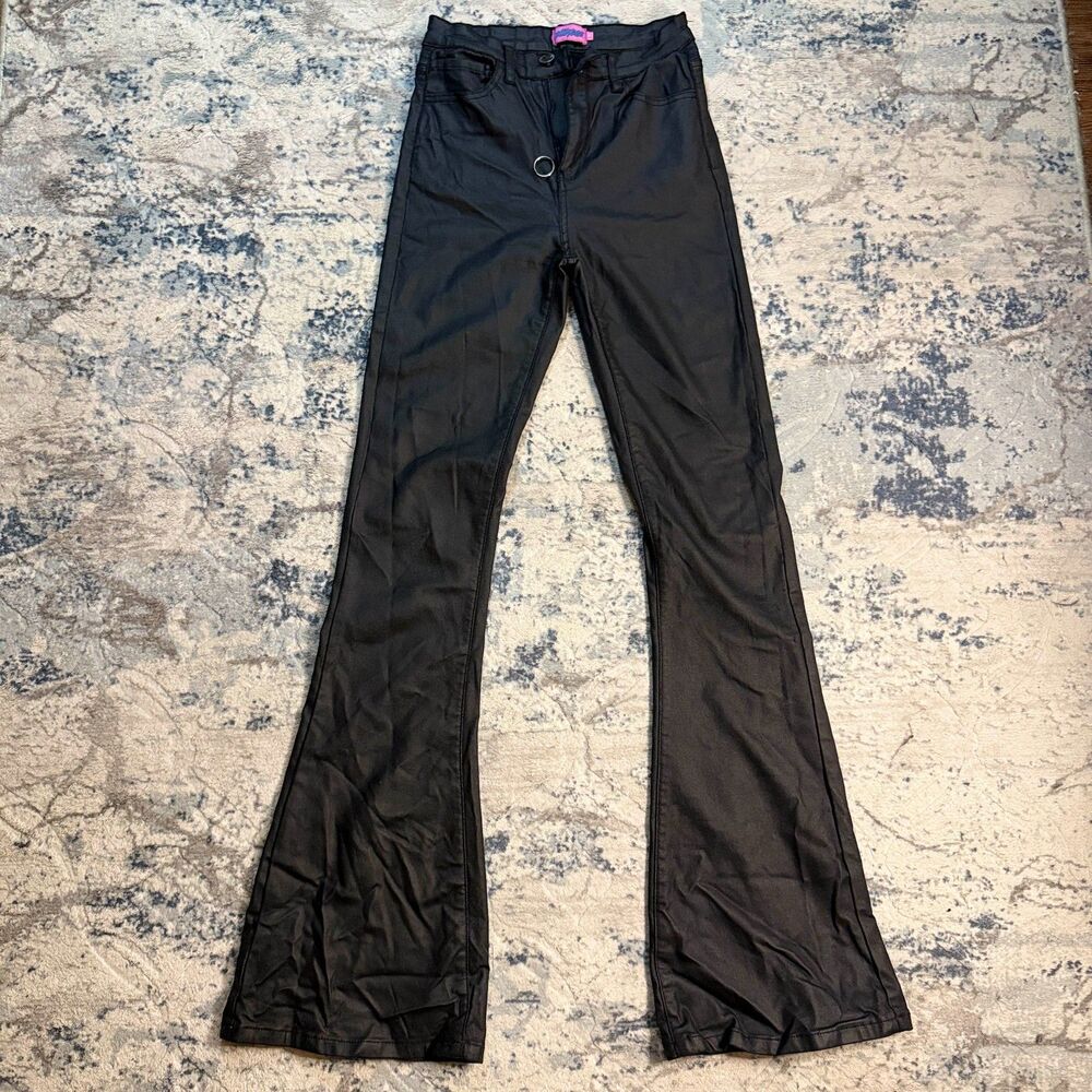 Y2K Pleather Edikted Black Skinny Flared Pants Small Goth Whimsigoth Baddie